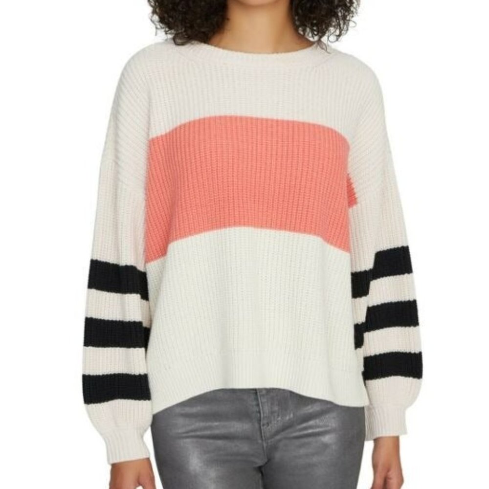 SANCTUARY stripe sweater cream Sz L